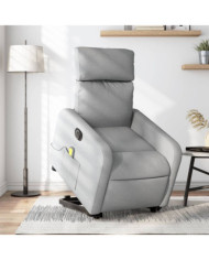 Fauteuil inclinable de massage électrique Gris clair Tissu | Mobilier & Déco