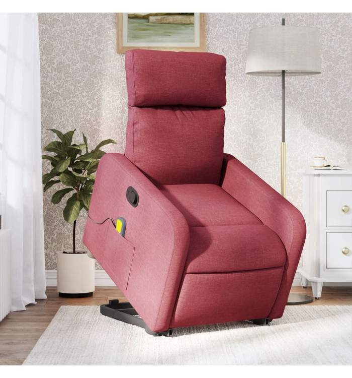 Fauteuil inclinable de massage Rouge bordeaux Tissu | Mobilier & Déco