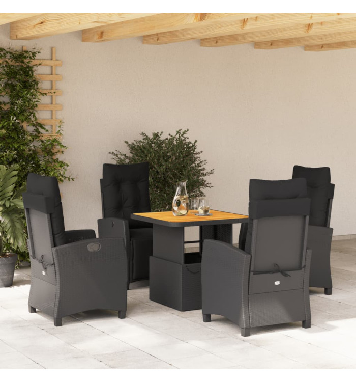 Ensemble à manger de jardin coussins 5pcs Noir Résine tressée | Mobilier & Déco