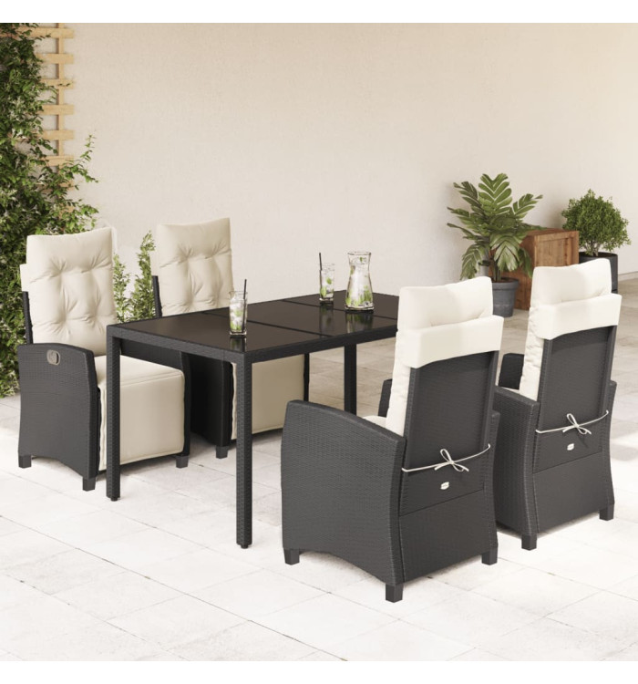 Ensemble à manger de jardin coussins 5pcs Noir Résine tressée | Mobilier & Déco
