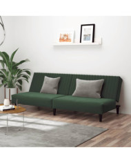 Canapé-lit à 2 places vert foncé velours | Mobilier & Déco