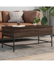 Table basse chêne marron 100x50x45cm bois d'ingénierie et métal | Mobilier & Déco
