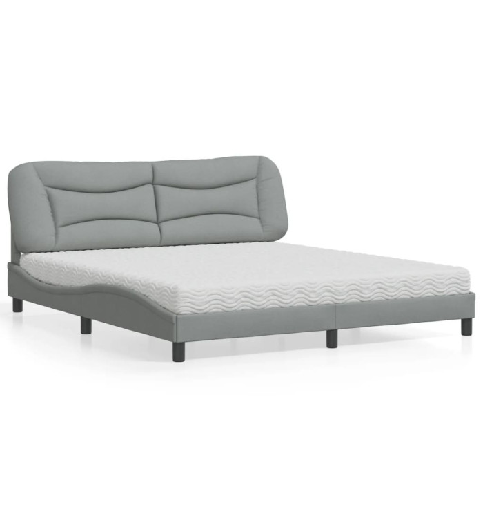 Lit avec matelas gris clair 180x200 cm tissu | Mobilier & Déco