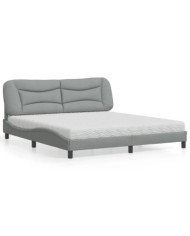 Lit avec matelas gris clair 180x200 cm tissu | Mobilier & Déco