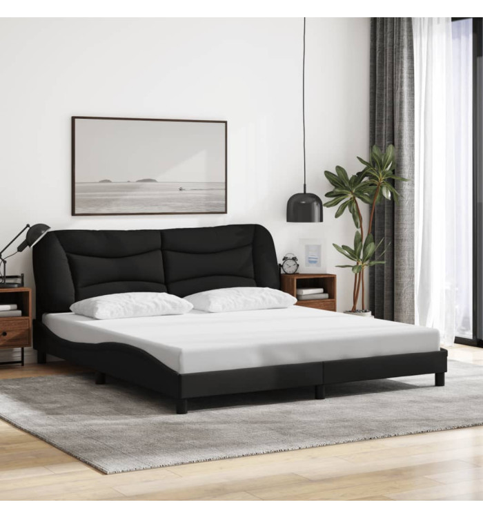 Cadre de lit sans matelas noir 180x200 cm tissu | Mobilier & Déco