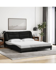 Cadre de lit sans matelas noir 180x200 cm tissu | Mobilier & Déco