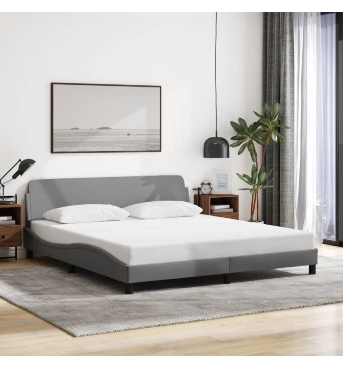 Cadre de lit sans matelas gris clair 180x200 cm tissu | Mobilier & Déco