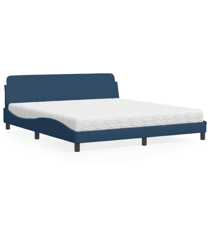 Lit avec matelas bleu 180x200 cm tissu | Mobilier & Déco