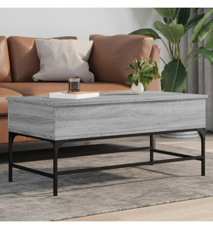 Table basse sonoma gris 100x50x45 cm bois d'ingénierie et métal | Mobilier & Déco