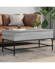 Table basse sonoma gris 100x50x45 cm bois d'ingénierie et métal | Mobilier & Déco