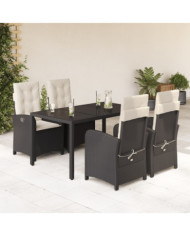 Ensemble à manger de jardin coussins 5pcs Noir Résine tressée | Mobilier & Déco