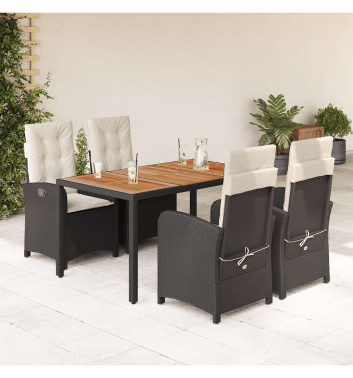 Ensemble à manger de jardin coussins 5pcs Noir Résine tressée | Mobilier & Déco