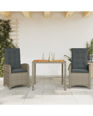 Ensemble à manger de jardin 3 pcs coussins gris résine tressée | Mobilier & Déco