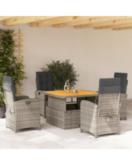Ensemble à manger de jardin 5 pcs coussins gris résine tressée | Mobilier & Déco