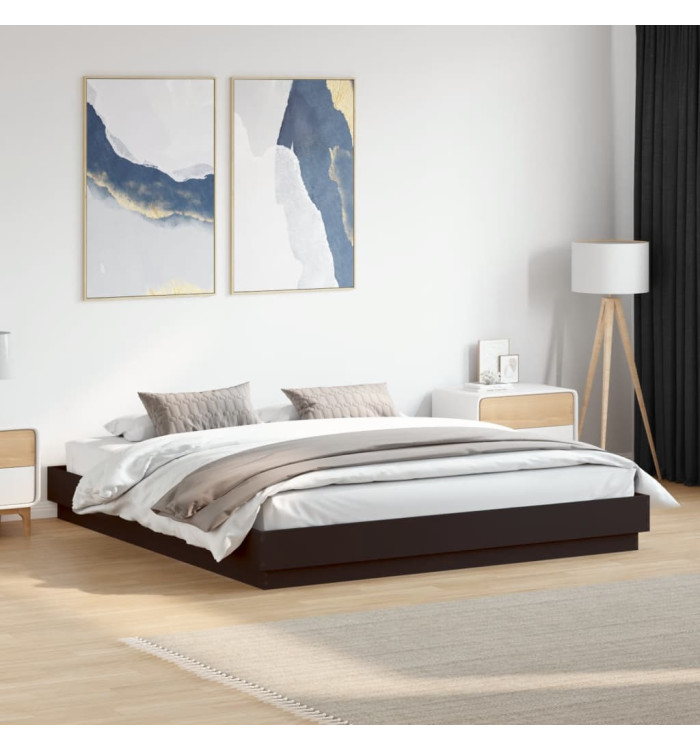 Cadre de lit avec LED sans matelas noir 180x200 cm | Mobilier & Déco