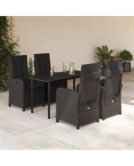 Ensemble à manger de jardin coussins 5pcs Noir Résine tressée | Mobilier & Déco