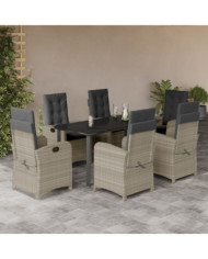 Ensemble à manger de jardin et coussins 7 pcs gris clair rotin | Mobilier & Déco