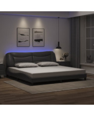 Cadre de lit avec LED sans matelas gris 200x200 cm | Mobilier & Déco