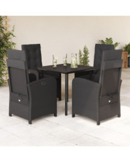 Ensemble à manger de jardin coussins 5pcs Noir Résine tressée | Mobilier & Déco