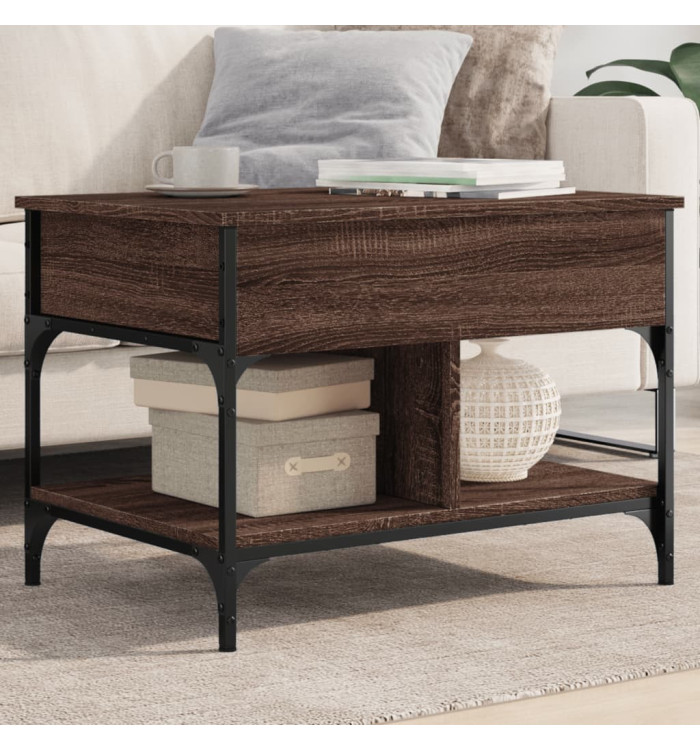 Table basse chêne marron 70x50x50 cm bois d'ingénierie et métal | Mobilier & Déco