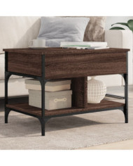 Table basse chêne marron 70x50x50 cm bois d'ingénierie et métal | Mobilier & Déco