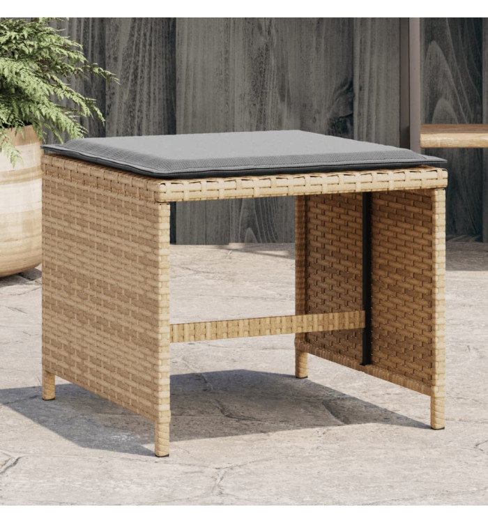 Tabourets de jardin coussins lot de 4 mélange beige 41x41x36 cm | Mobilier & Déco