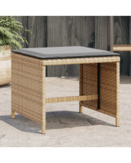 Tabourets de jardin coussins lot de 4 mélange beige 41x41x36 cm | Mobilier & Déco