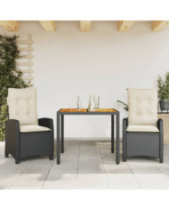 Ensemble à manger de jardin avec coussins 3 pcs Noir | Mobilier & Déco