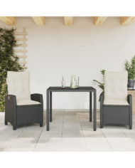 Ensemble à manger de jardin avec coussins 3 pcs Noir | Mobilier & Déco