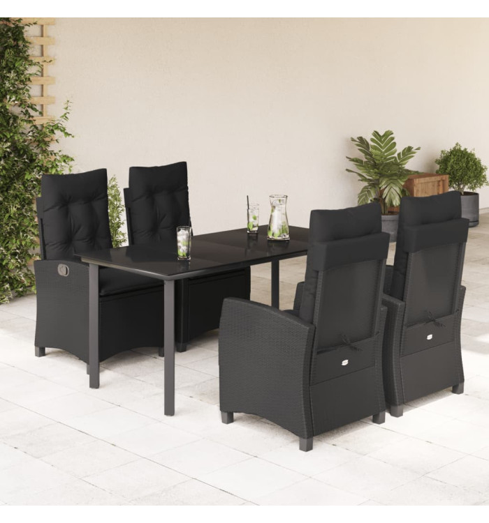 Ensemble à manger de jardin coussins 5pcs Noir Résine tressée | Mobilier & Déco