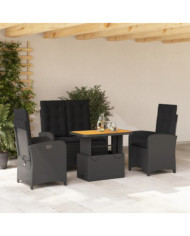 Ensemble à manger de jardin 4 pcs avec coussins noir | Mobilier & Déco