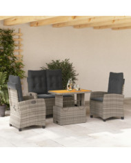 Ensemble à manger jardin 4pcs et coussins Gris Résine tressée | Mobilier & Déco