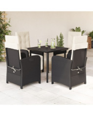 Ensemble à manger de jardin coussins 5pcs Noir Résine tressée | Mobilier & Déco