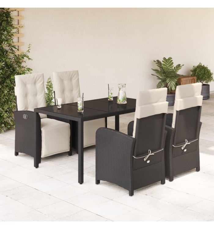 Ensemble à manger de jardin coussins 5pcs Noir Résine tressée | Mobilier & Déco