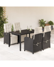 Ensemble à manger de jardin coussins 5pcs Noir Résine tressée | Mobilier & Déco