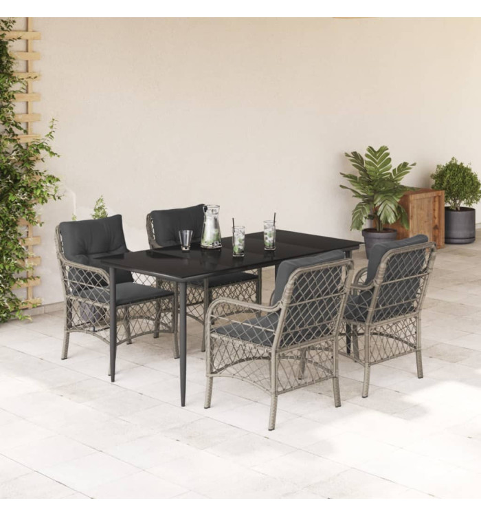 Ensemble à manger de jardin et coussins 5 pcs gris clair rotin | Mobilier & Déco