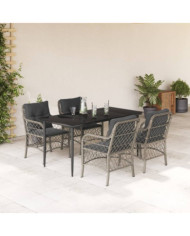 Ensemble à manger de jardin et coussins 5 pcs gris clair rotin | Mobilier & Déco