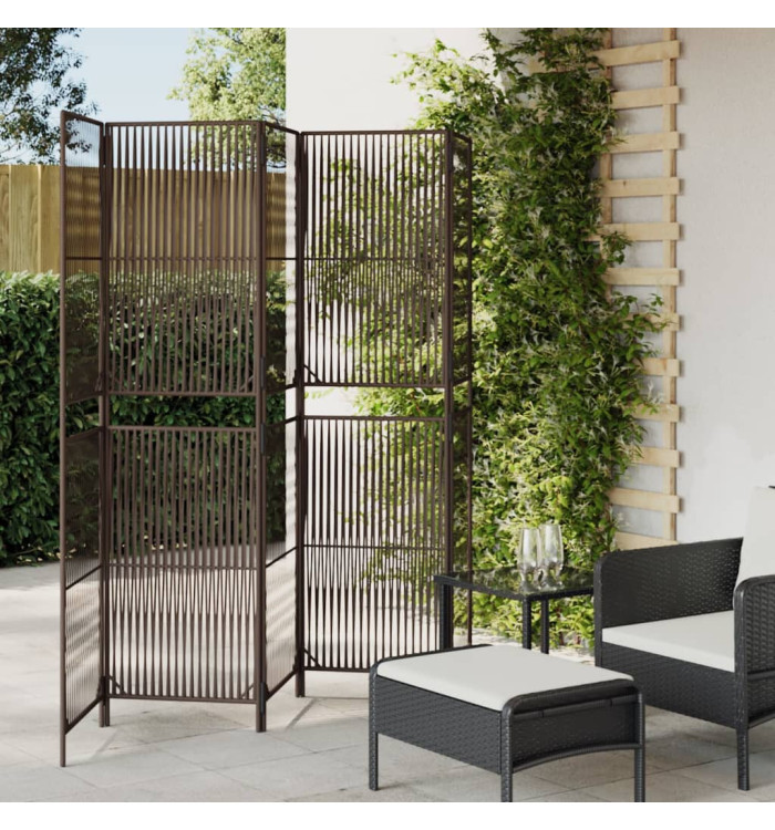 Cloison de séparation 5 panneaux marron résine tressée | Mobilier & Déco