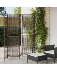 Cloison de séparation 5 panneaux marron résine tressée | Mobilier & Déco
