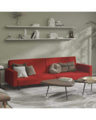 Canapé-lit 2 places rouge bordeaux velours | Mobilier & Déco
