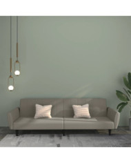 Canapé-lit à 2 places gris clair velours | Mobilier & Déco
