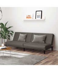 Canapé-lit 2 places gris similicuir | Mobilier & Déco
