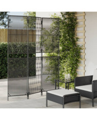 Cloison de séparation 3 panneaux noir résine tressée | Mobilier & Déco
