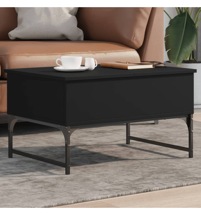 Table basse noir 70x50x40 cm bois d'ingénierie et métal | Mobilier & Déco