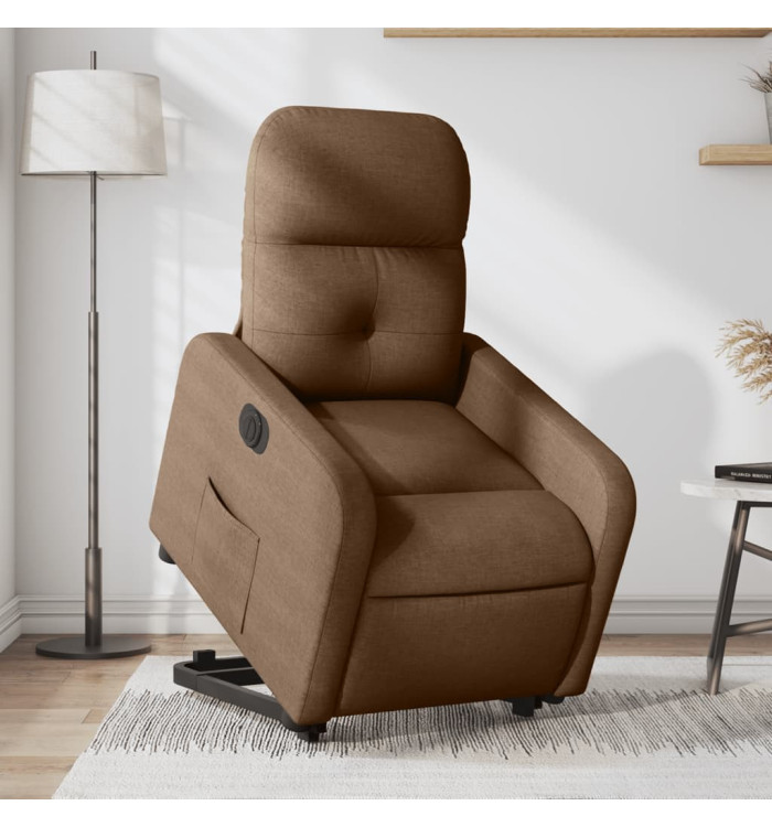 Fauteuil inclinable électrique marron tissu | Mobilier & Déco