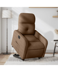 Fauteuil inclinable électrique marron tissu | Mobilier & Déco