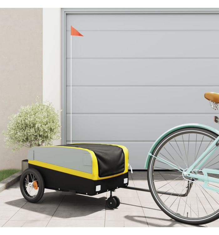 Remorque de vélo noir et jaune 30 kg fer | Mobilier & Déco