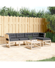 Salon de jardin 5 pcs avec coussins bois de pin massif | Mobilier & Déco