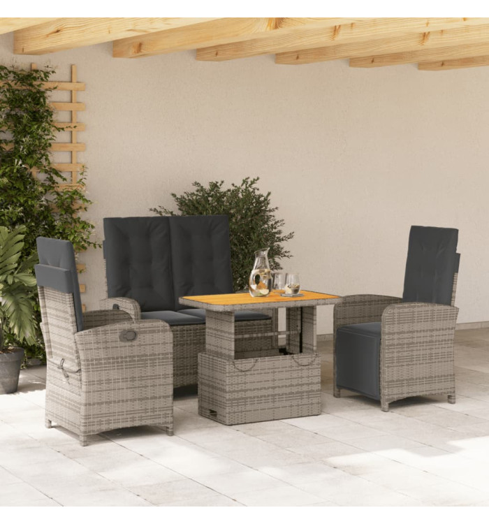 Ensemble à manger jardin 4pcs et coussins Gris Résine tressée | Mobilier & Déco