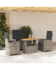 Ensemble à manger jardin 4pcs et coussins Gris Résine tressée | Mobilier & Déco